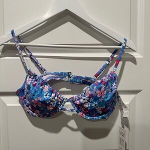 Floral Blue High Waisted Bikini Set